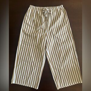 Charlie Joe 100% Cotton NWOT Striped Tan and White Cropped Pants